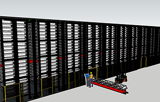 Multi row tower storage system: Efficient collaboration between BASIC TowerMat and InterMat heavy-duty units